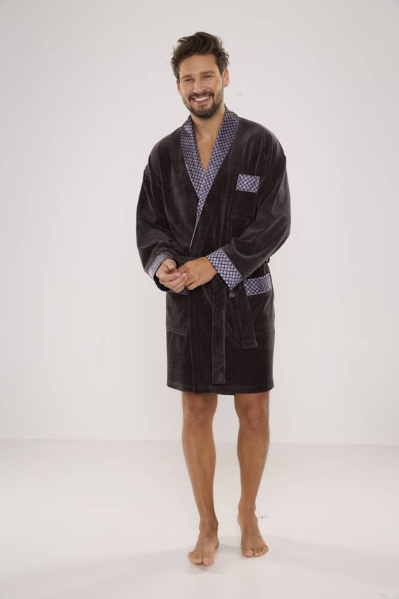 772 Bonjour Herren-Forex-Bademantel - graphit