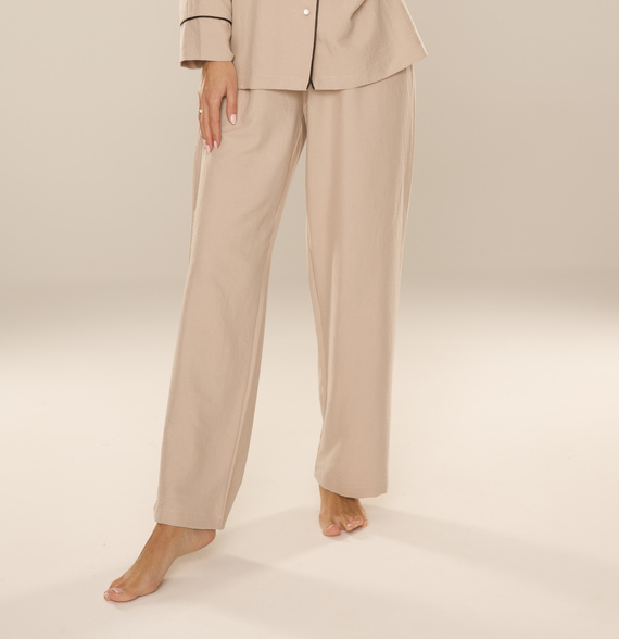 Maeve 875 De Lafense Damen Pyjamahose - lang, einfarbig, mit Taschen - sand