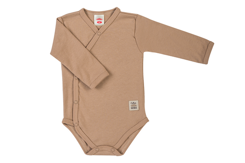 03253L „Unitone Latte“ Baby-Body mit langen Ärmeln, Makoma-Beige