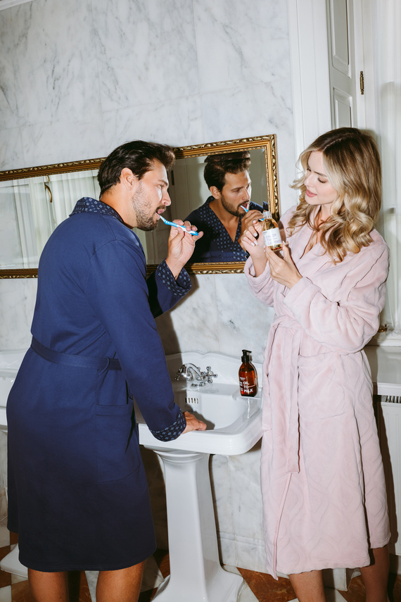 Herrenbademantel Gerard - 100% Baumwolle, klassischer Schnitt mit elegantem Finish Italian Fashion 