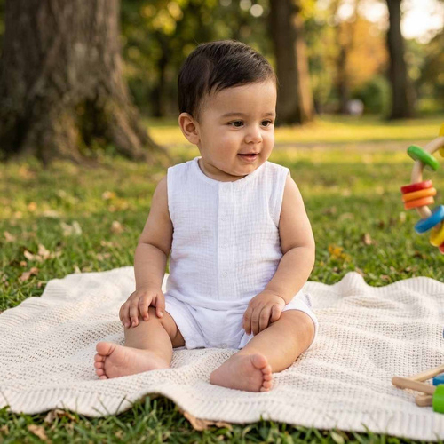 Nicol 224235 Musselin Baby-Strampler 100% Baumwolle für den Sommer