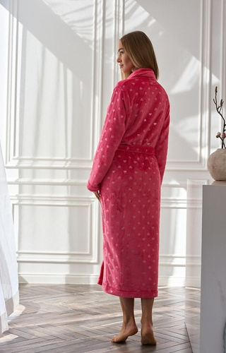 2552 Cora Langer Damenbademantel L&L Himbeere – Eleganz und Komfort in einem