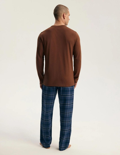 Henderson 45451 Imago Herren-Pyjama Braun 100% Baumwolle Premium-Flanell