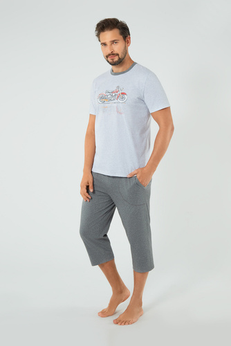 Junak Herren Kurzarm und 3/4 Hose Italienische Mode - j.mélange/r.melanÅ¼