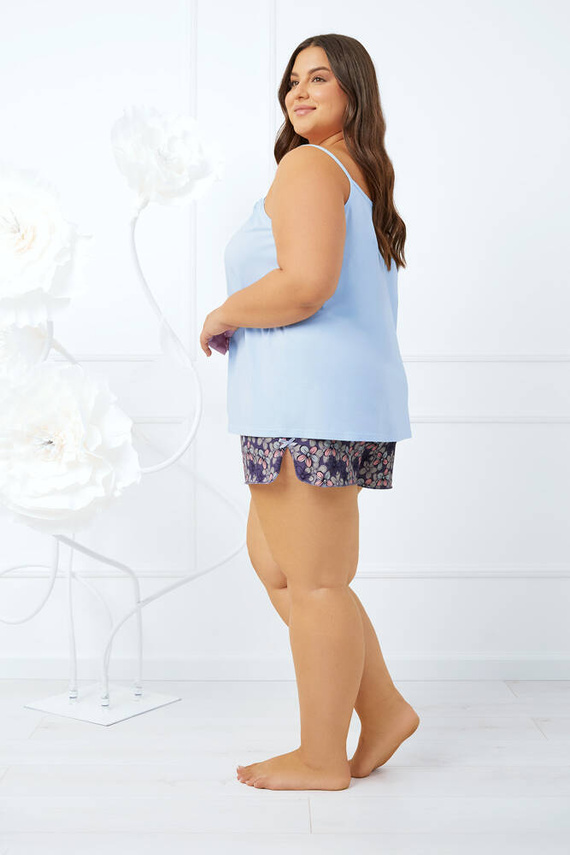 Gonesa Damen Schlafanzug slim-fit, Shorts Italian Fashion - blau/print 