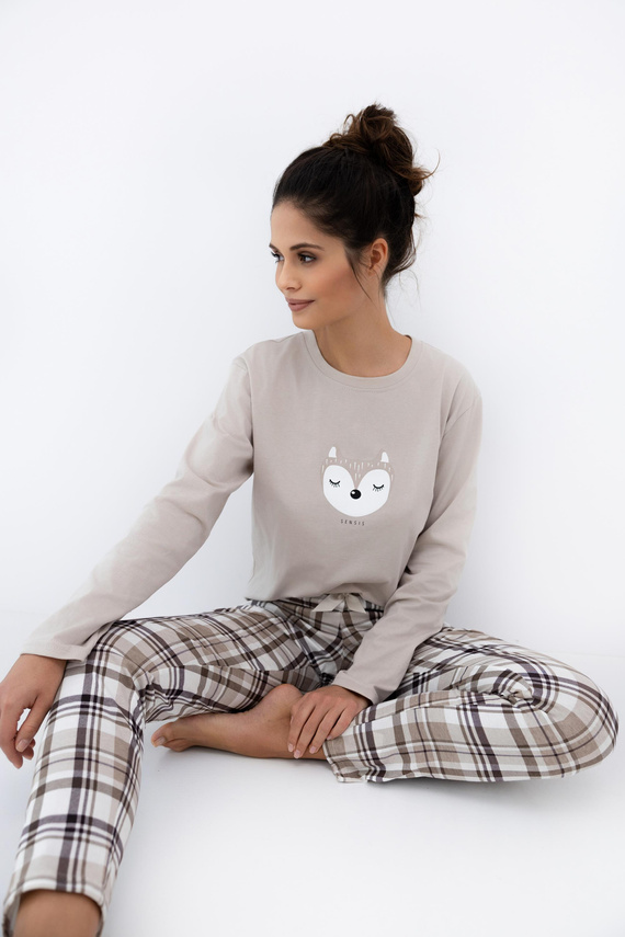 Tinsley Sensis Damenpyjama – Baumwolle, lang, kariert