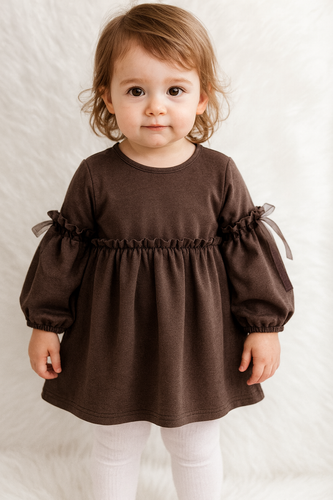Ada Mädchenkleid Bambarillo dunkle Schokolade – Baumwollstrick, bequem und elastisch