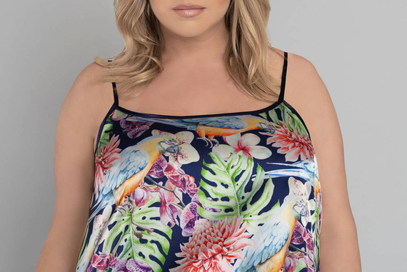 Polynesia Damen Schlafanzug mit schmalen Trägern, Shorts Italian Fashion - Blumendruck