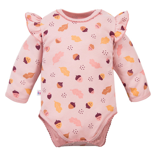 Fluffy Tails Eevi Baby-Body – rosa, lange Ärmel, Rüschen an den Schultern