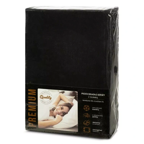 Jersey-Spannbettlaken 4 Eurofirany mit Gummizug Baumwolle Elastan 190 g/m² Schwarz