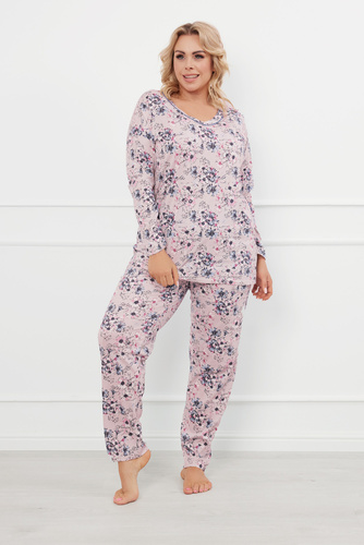 Toliana Damen Schlafanzug langarm, lange Hose Italienische Mode 