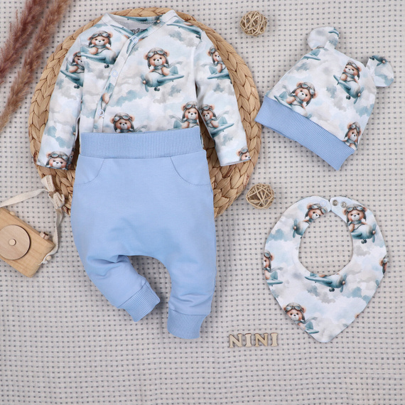 NINI ABK-0059/PIL 4-teiliges Baby-Set Baby Bear Pilot