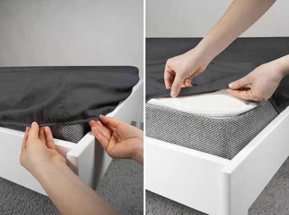 Mikrosatin Spannbettlaken Poly Detexpol glatt mit Gummizug black