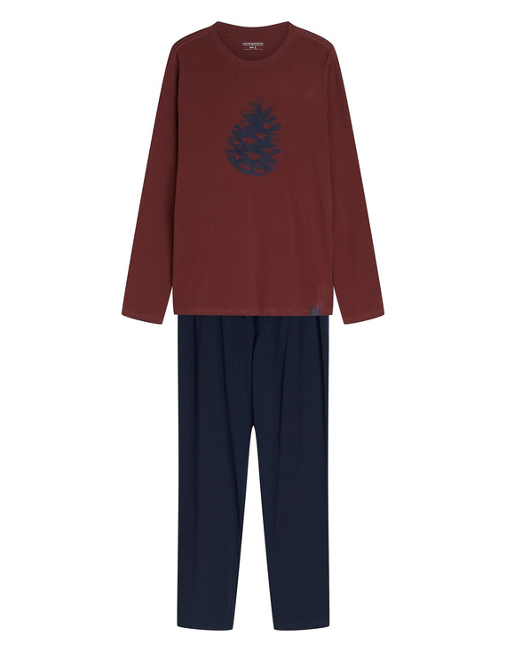 Henderson Core Fall 45494 Herren-Pyjama 100% Baumwolle Lang Maroon