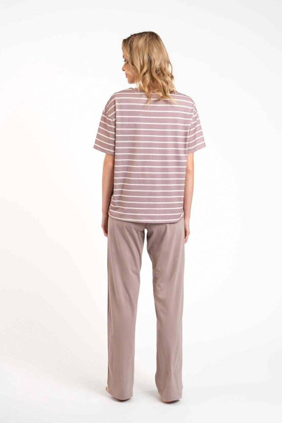 Betty Damen Schlafanzug kurzarm, lange Hose Italian Fashion - cappuccino/print cappuccino