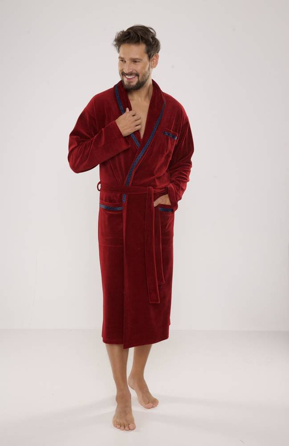 666 Ronaldo Herren Bademantel De Lafense - kastanienbraun