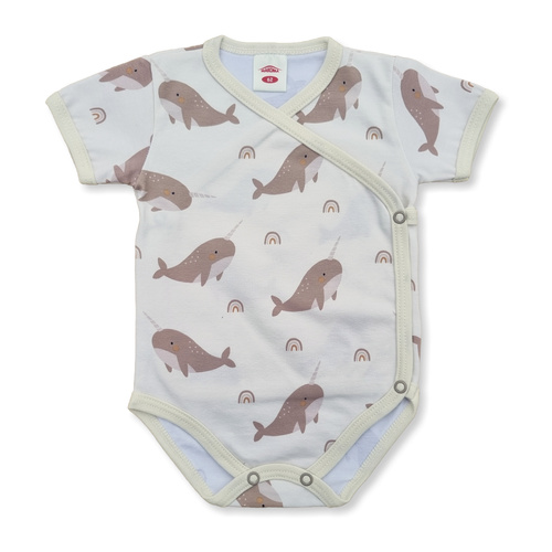 03256 „Marlin“ Baby-Body mit kurzen Ärmeln und Reißverschluss Makoma