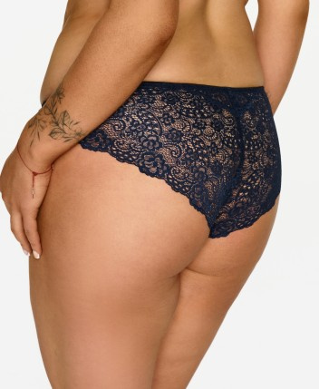 2619 Lupoline- Marineblauer klassischer Slip mit Spitze und Goldverzierung