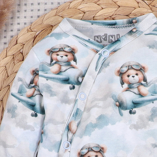 NINI ABN-5741/PIL Wickelbody aus Bio-Baumwolle Baby Bear Pilot mit Bärchen