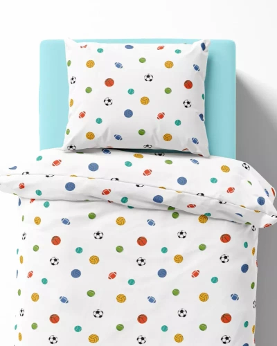 5442 A Sportowy Sen Kinder-Baumwollbettwäsche Detexpol weiß