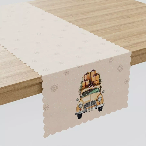 PBN283 Oldtimer-Weihnachtstischläufer Markise beige