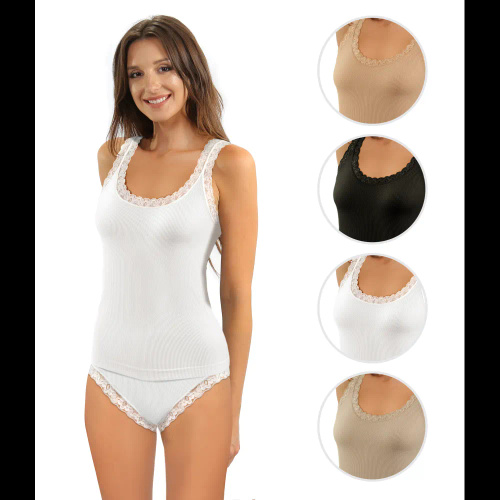 Damen Top Sesto Senso 6109 Spitze nahtlos elastisch bequem white