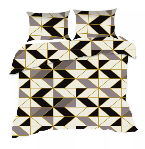 1808N Baumwollbettwäsche Classic E24 Karo-Geometrie cremegrau schwarz – 100 % Baumwolle, langlebig, farbenfroh, 2-teiliges Set