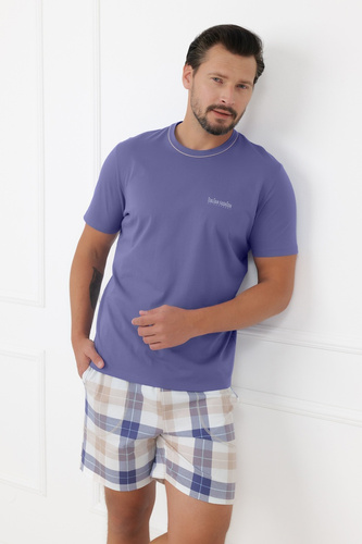Herrenpyjama Juno Italian Fashion 100% Baumwolle Kurzarm Shorts