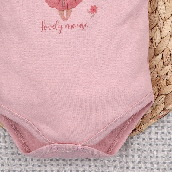 Baby Body Nini Little Mouse Bio-Baumwolle Druckknöpfe Schulter Kurzarm