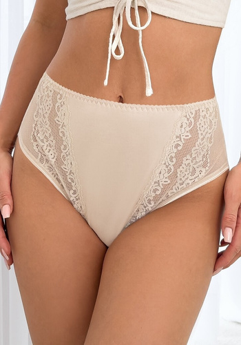 Höschen 228 Donna, beige – klassisches Damenhöschen mit hoher Taille und Spitze