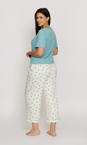 Damen Viskose-Pyjama Aria 2 PS82 Mefemi by Nipplex grün-milk mit Punkten