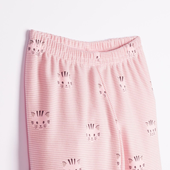 Mädchen-Pyjama Nicol Tosia 225036 aus Baumwolle, lang, rosa mit Katzenprint