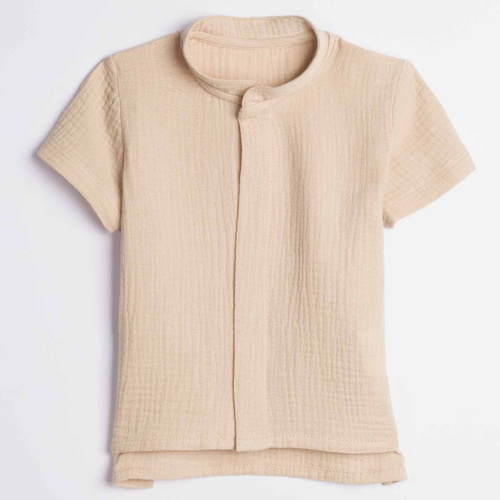 Jungenhemd Nicol 224351 Musselin 100% Baumwolle Kurzarm - Beige