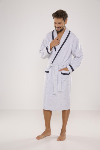 564 Bruno Herren Bademantel De Lafense - hell melange