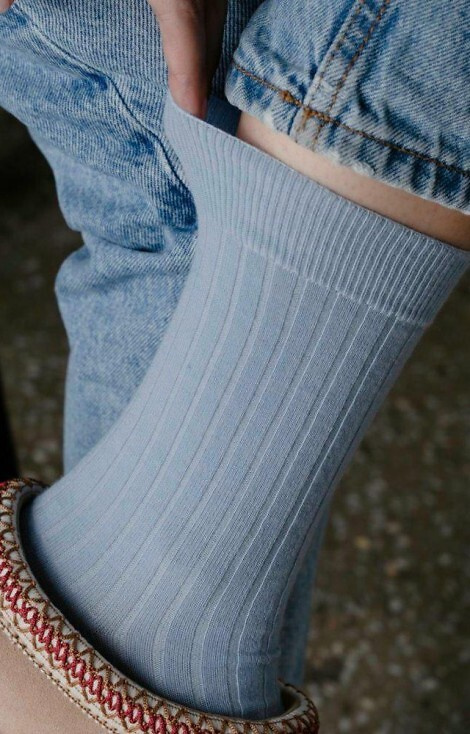 ART.130 Damensocken aus natürlicher Merinowolle Steven blau – gestreift, nahtlos, warm