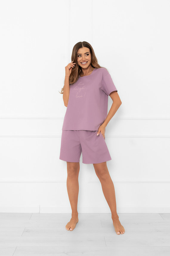 Damenpyjama Ksara Italian Fashion - Baumwolle, kurze Ärmel und Shorts - heather