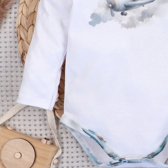 NINI ABN-5745/BIA Babybody aus 100% Bambus Baby Bear Pilot mit Druckknöpfen