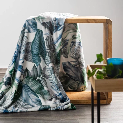 Davos 2 Decke Tagesdecke Blätter Eurofirany grün und silber