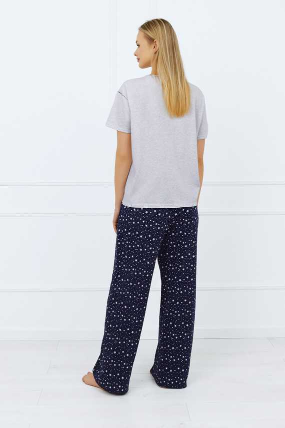 Arugia Damen Schlafanzug kurzarm, lange Hose Italian Fashion - melange/print 