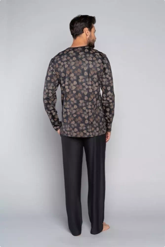 Pinus Herren Schlafanzug mit langen Ärmeln, lange Hose Italian Fashion- print/graphite