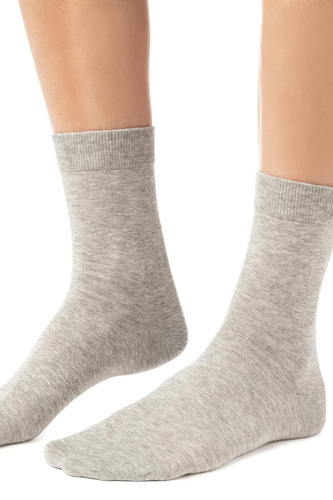 Steven art.211 nahtlose Damen-Socken aus Bio-Baumwolle, uni - 006 graumeliert