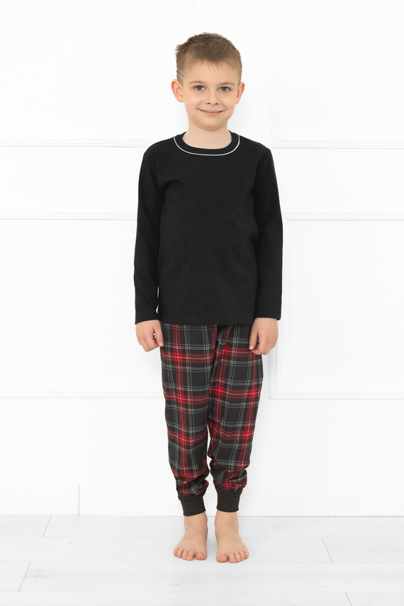 Rusoli Kinderschlafanzug Italian Fashion dark melange - Baumwolle, lang, Weihnachtsmuster