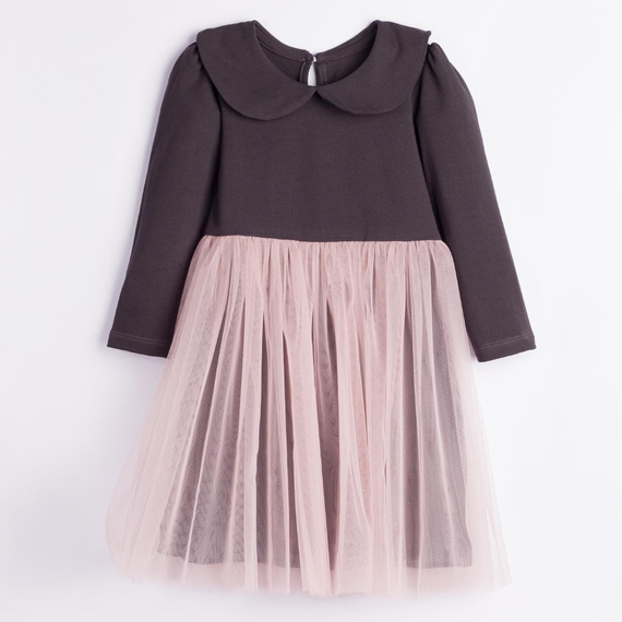 Mädchenkleid Nicol Tosia 225166 aus Tüll in Graphit und Pudriger Rosa