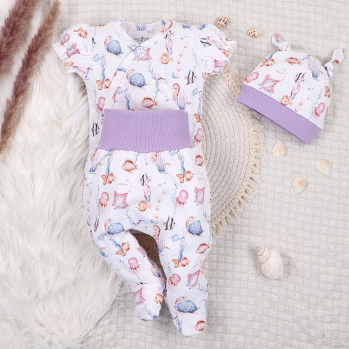 ABN-5473 Underwater World Nini-Body mit Umschlag – Bio-Baumwolle, kurze Ärmel