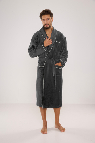 735 Manuele Herren Bademantel De Lafense - graphit