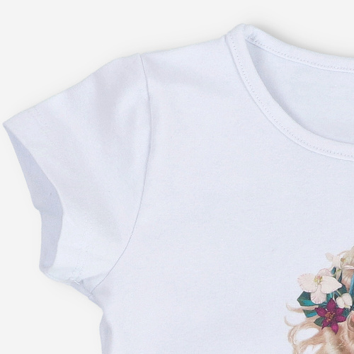 KAR-4007/BIA Mädchen-T-Shirt mit kurzen Ärmeln Lagarto Verde weiß