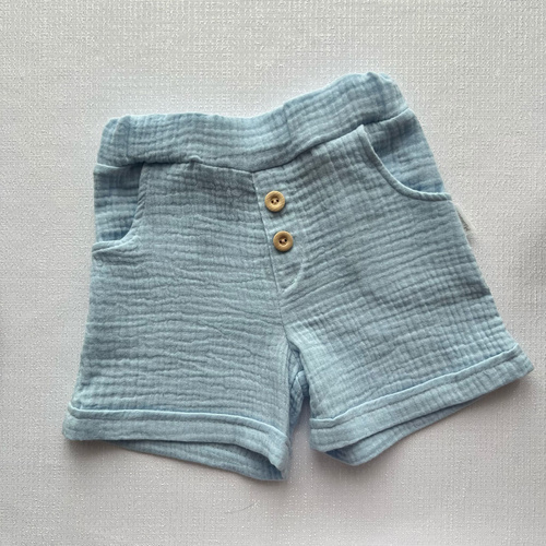 SZ55308 Mamatti Musselin Shorts mit Taschen und Holzknöpfen für Kinder