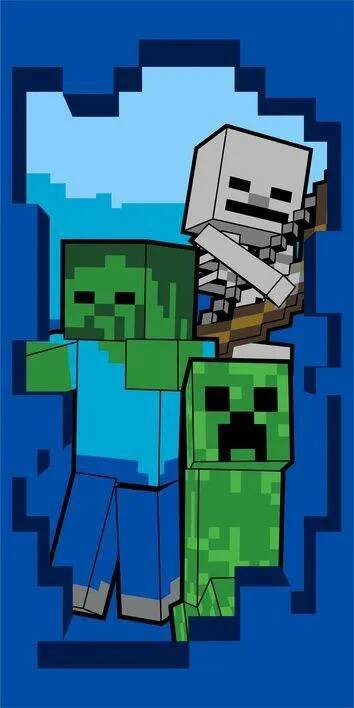 Minecraft Boom Jerry Fabrics Frottee-Strandtuch, blau