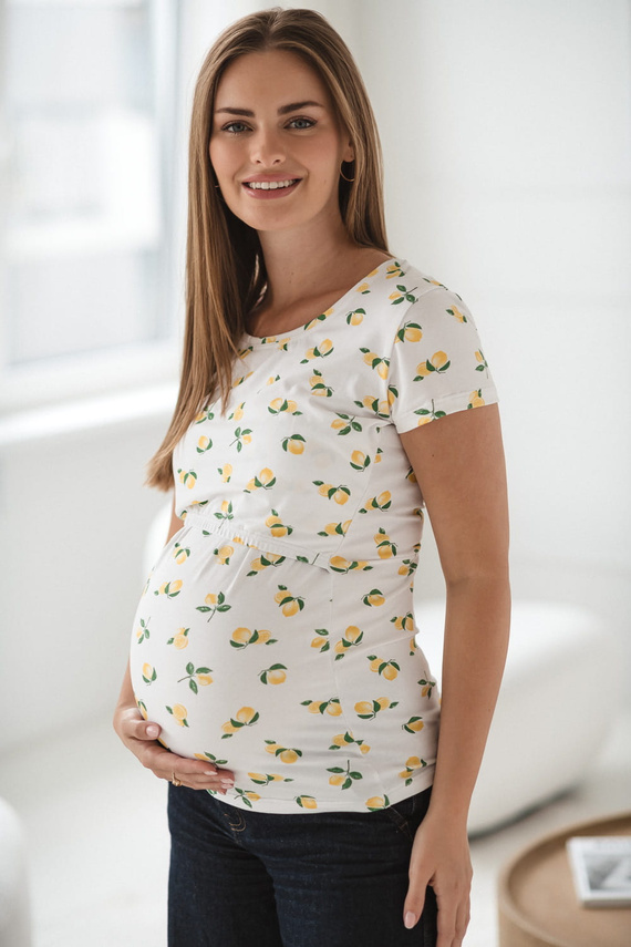 Milk Shirt Still- und Umstandsbluse mit kurzen Ärmeln Milk&Love mit Zitronen – bequem und stylisch