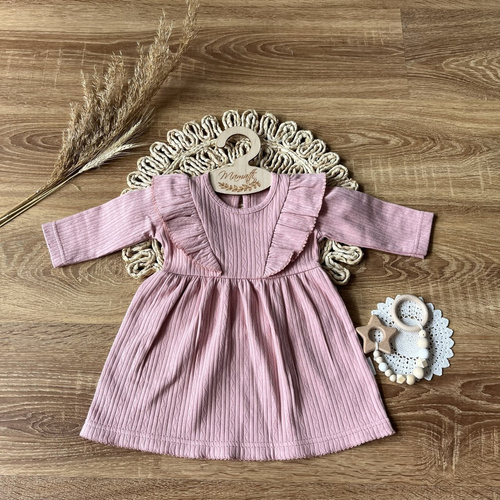 Mamatti SFAG006 Baby Kleid Staubiges Rosa Langarm Baumwolle